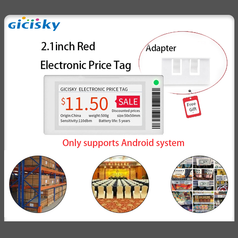 Gicisky-epaper 전자 가격표 블루투스 버전 Eink, 2.1 인치, 브래킷 몰 배경 교체, 쉬운 작동, 1 세트